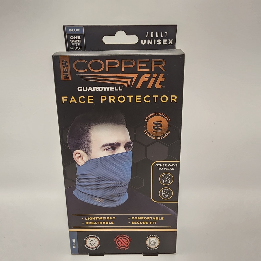 Copper Fit GuardWell Face Protector Blue Adult Unisex Neck Gaiter UPF 30 NIB